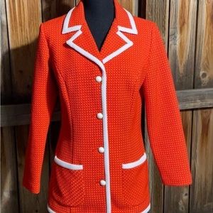 Koret of California blazer vintage long sleeve patch pockets red/white 14